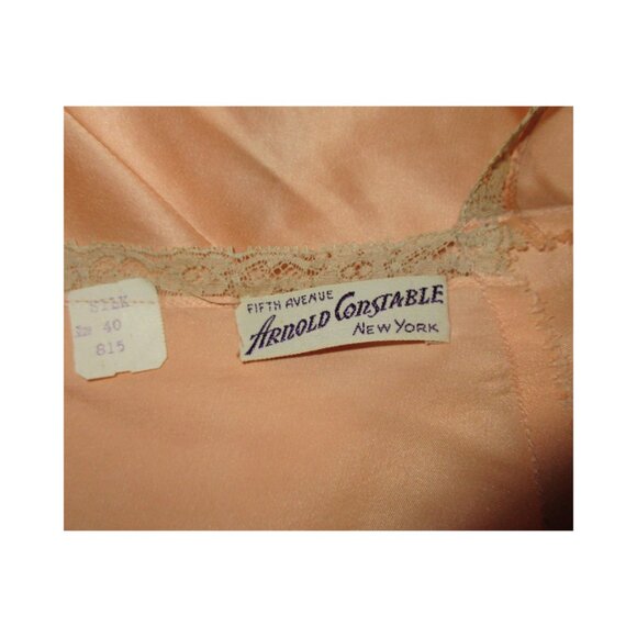 Vintage 1930s Arnold Constable Embroidered Peach Silk Nightgown Art Deco Size 40 - Picture 10 of 11